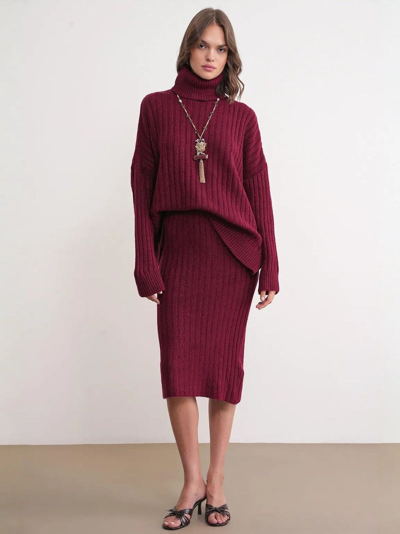 MIXRAY High Waist Ribbed Knit Skirt - Image 2